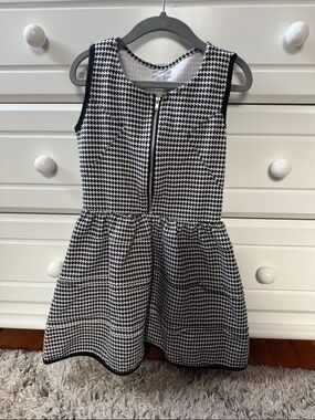 Disney Black & White Houndstooth Dress with Front Zip